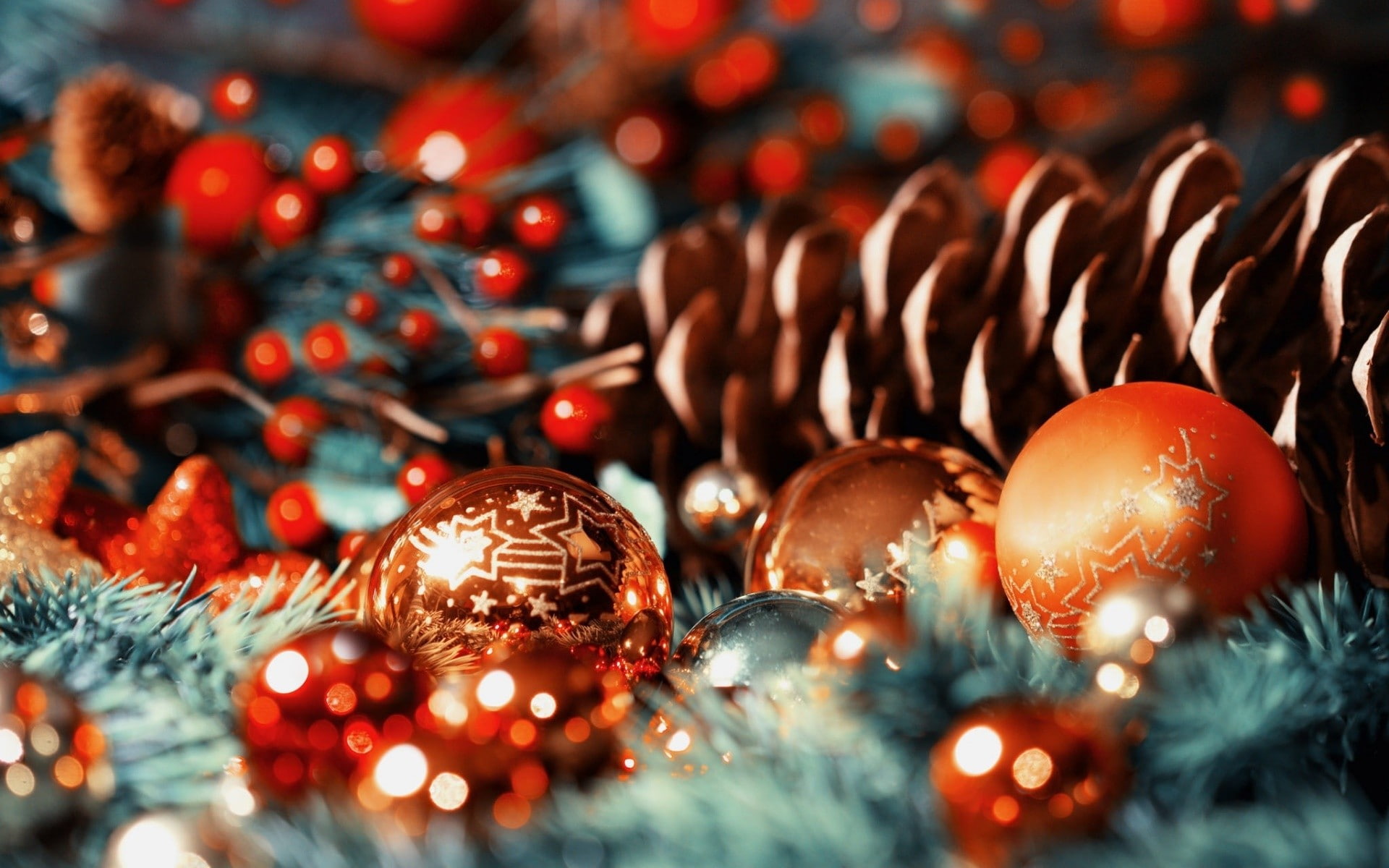 Christmas ornaments holidays bokeh 2k