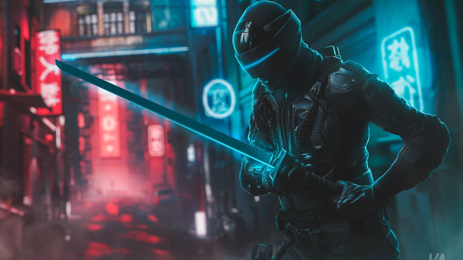 digital art artwork Ninja sword city urban modern 25 2k