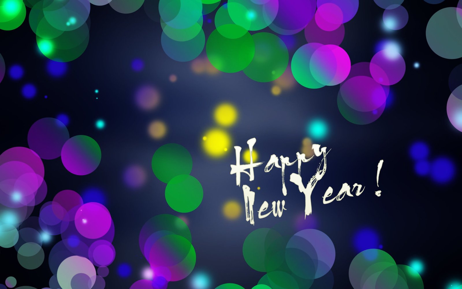 happy new year text Christmas bokeh night illuminated multi colored 2k