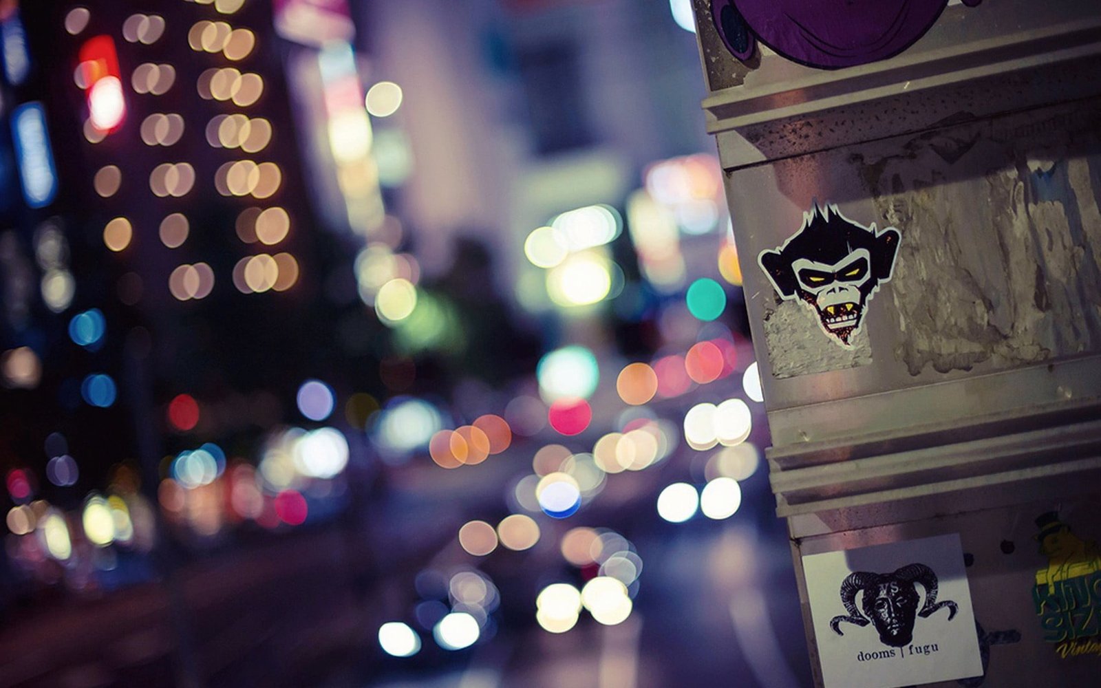 monkey sticker bokeh photography urban city architecture 2k