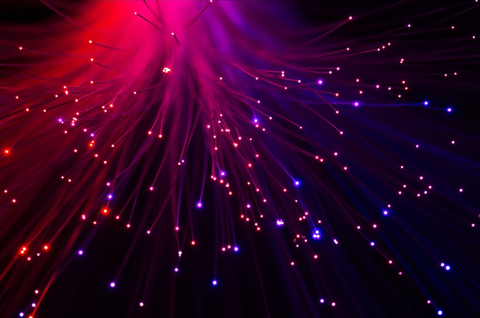 optic fiber bokeh lights macro red abstract technology 2k