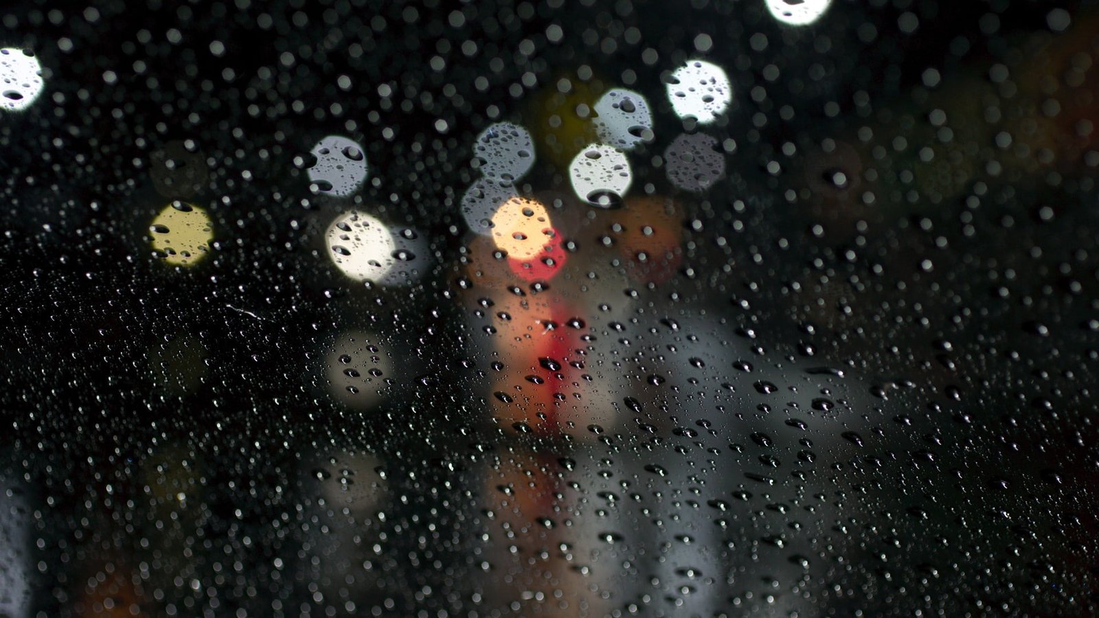 water drops bokeh glass on lights rain raindrop 2k