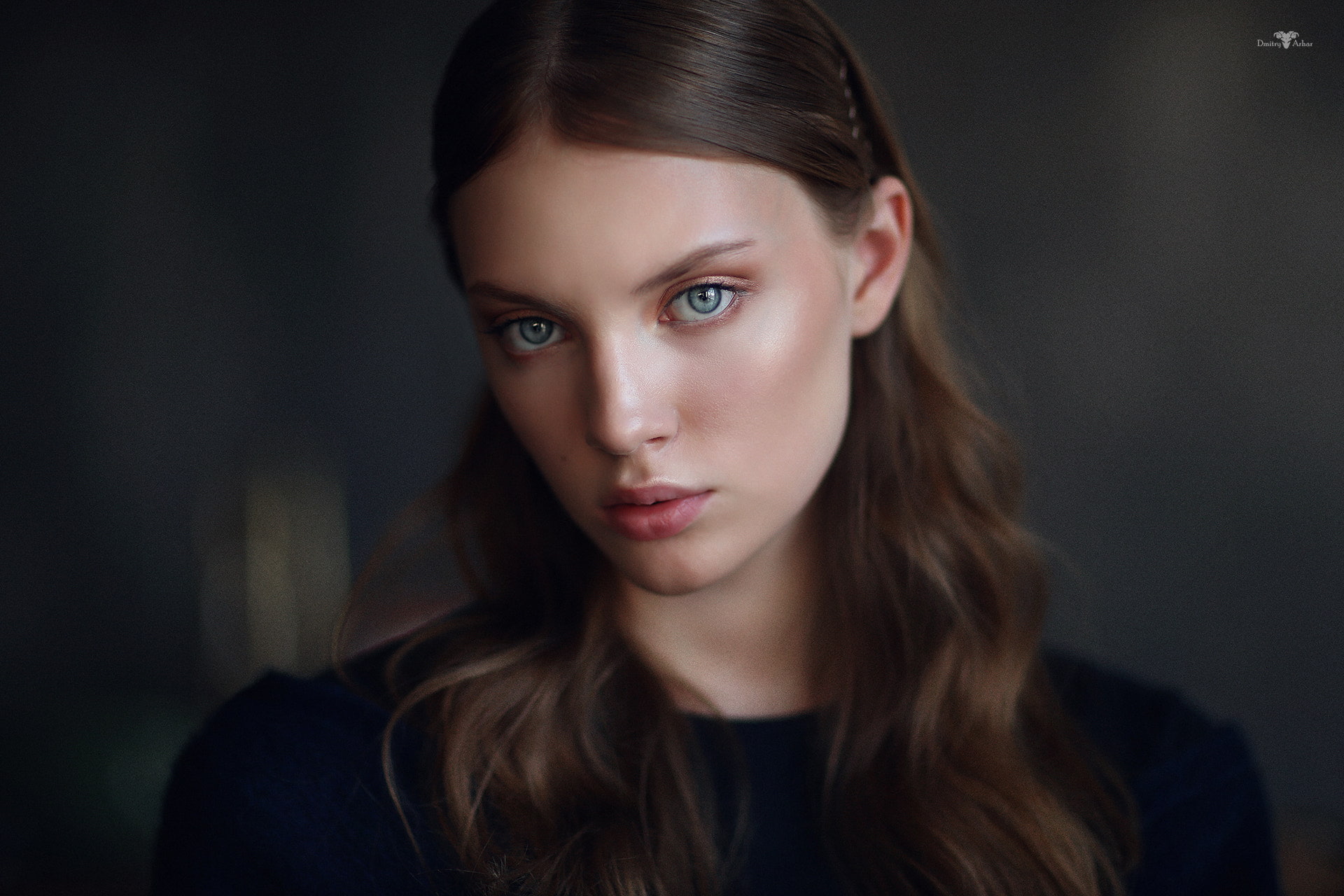 women blue eyes long hair black clothing eyeshadow face 2k
