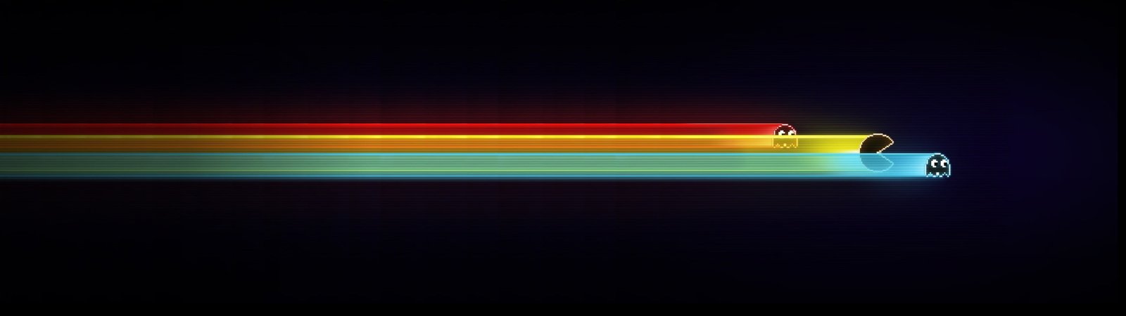 Pac Man illustration multiple display minimalism Pacman digital art 18 widescreen dualmonitor dualscreen 2k 4k
