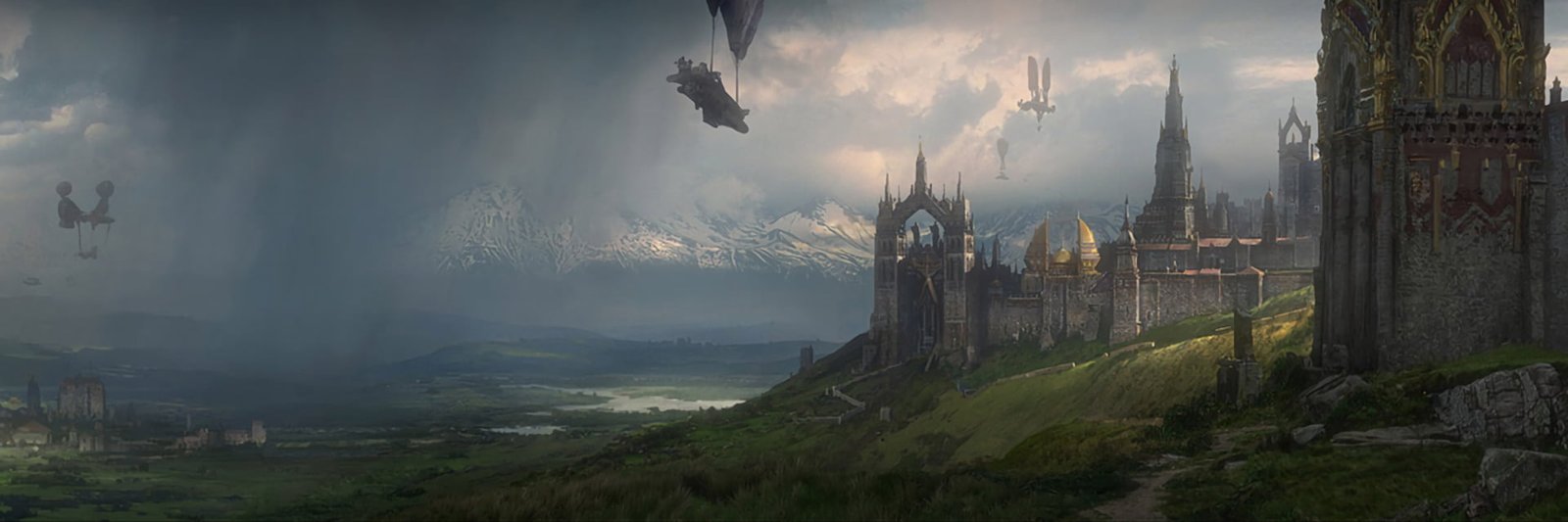 brown concrete castle illustration Fantasy Mystical Landscape 2k