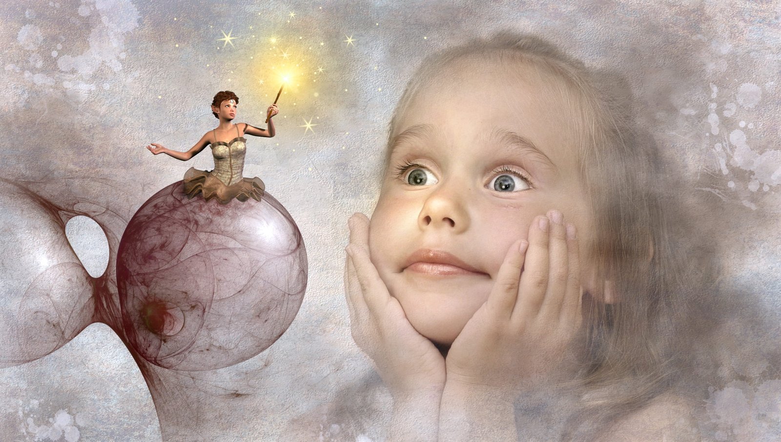 face on girl painting fantasy child elf fee cheerful fairy tales 2k 4k 5k