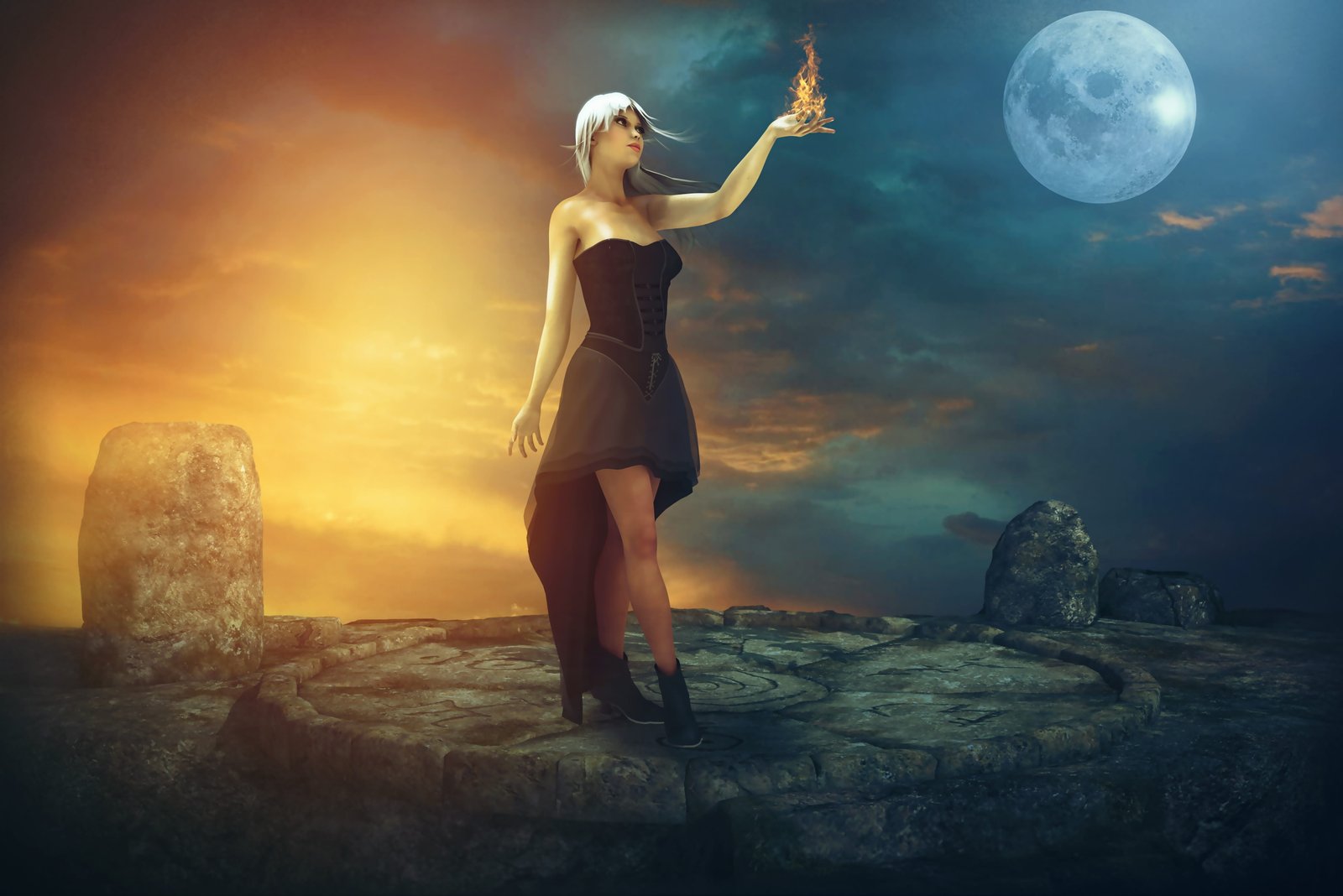 fairytale fantasy dream mystical night day fire female 2k 4k 5k