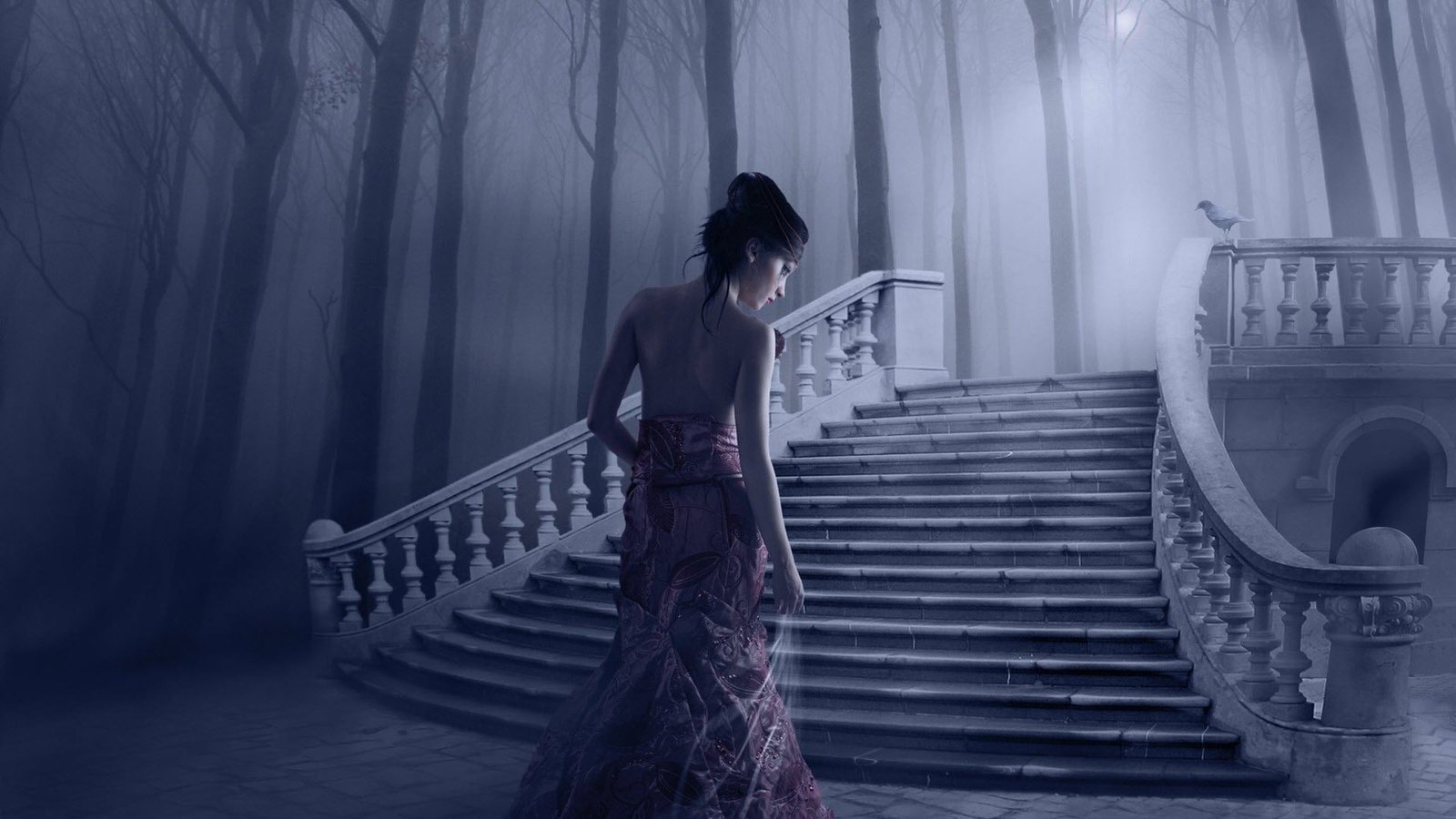 fantasy art gothic mist fog mystical magic magical woman 2k