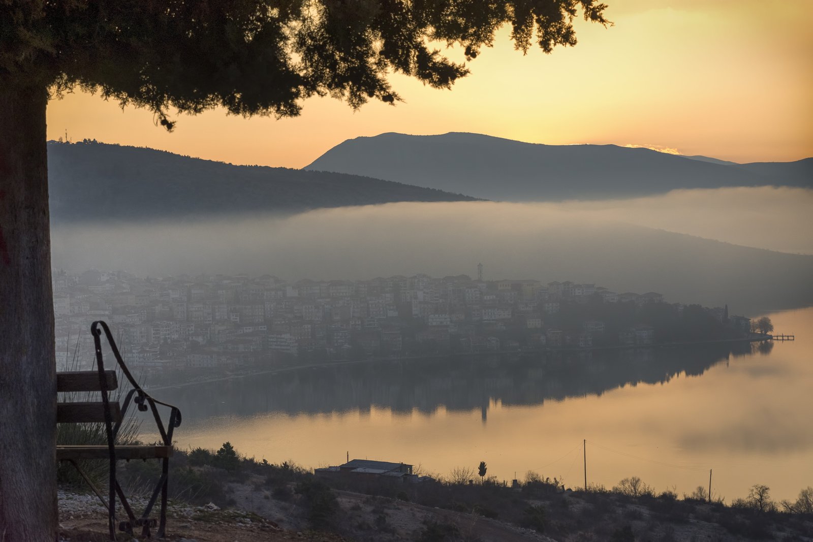 fog kastoria greece landscape mood nature forest magic 2k 4k 5k