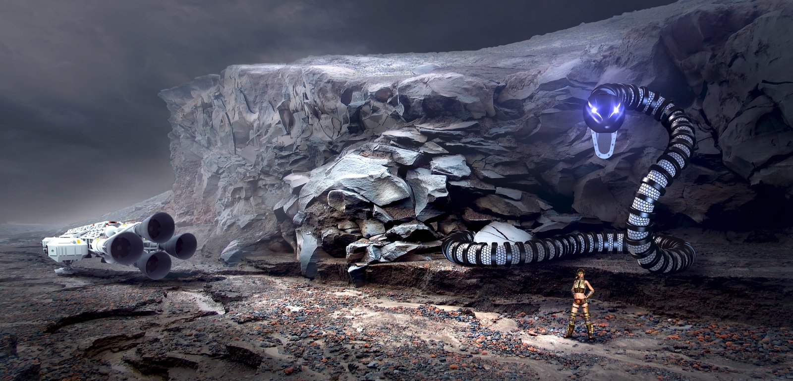 game application fantasy landscape mystical rock spaceship 2k 4k 5k