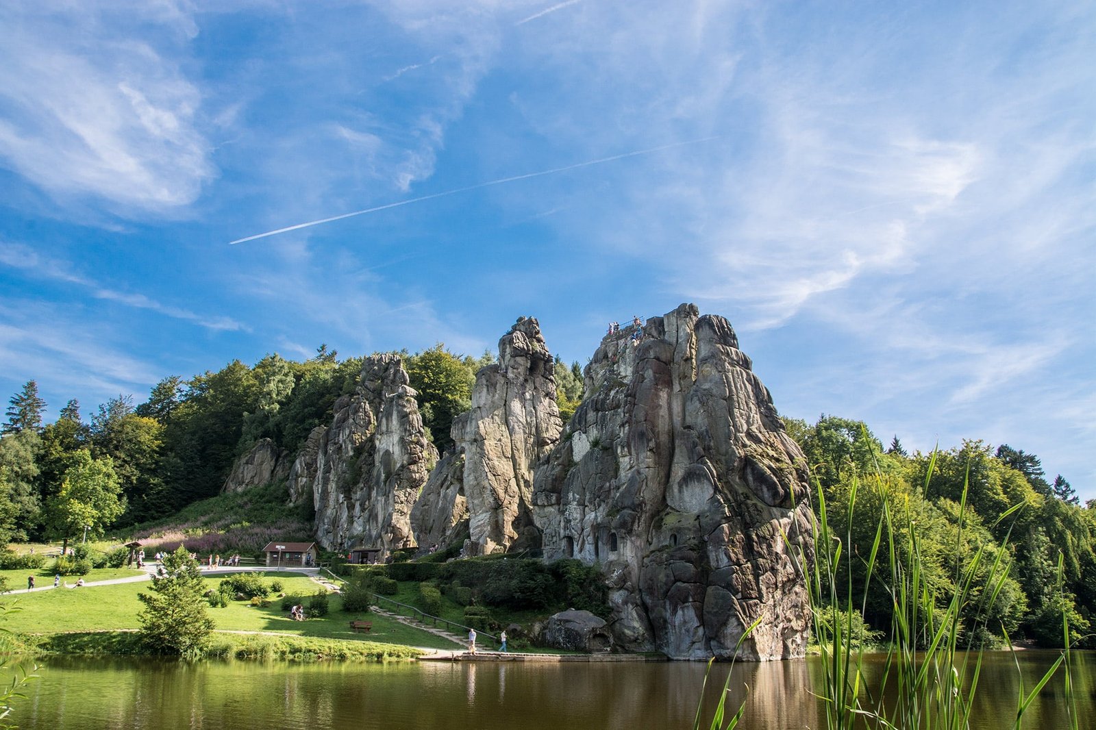 landscape photography of island externsteine sand stone rock 2k