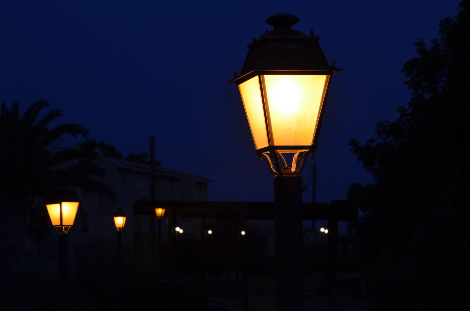 lantern night dark light road fantasy city lighting 2k 4k 5k