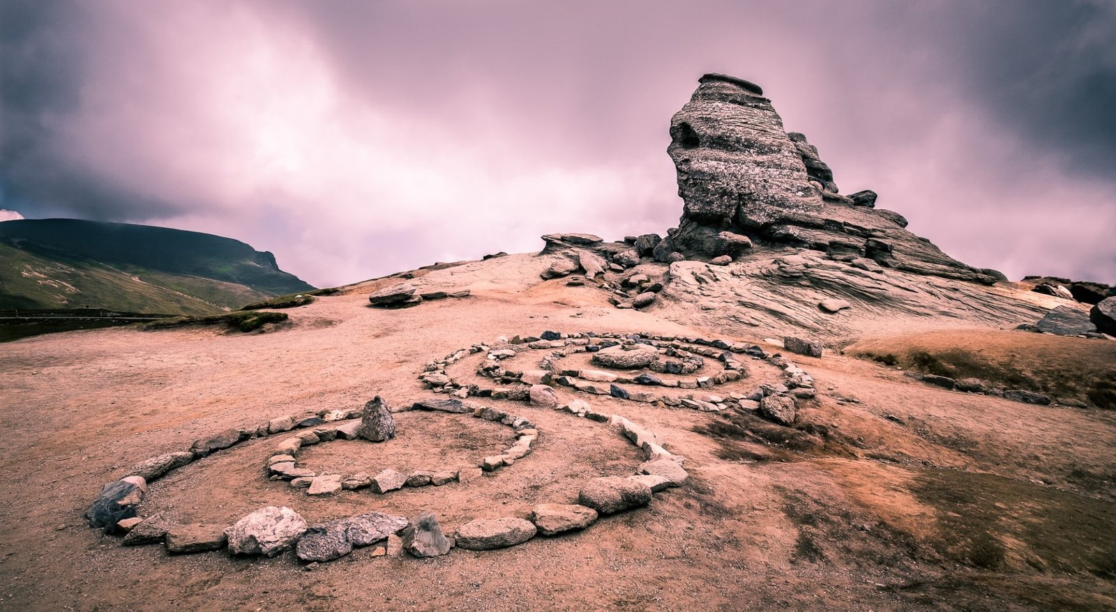 Sphinx a natural rock formation Bucegi Europe Romania Travel 2k