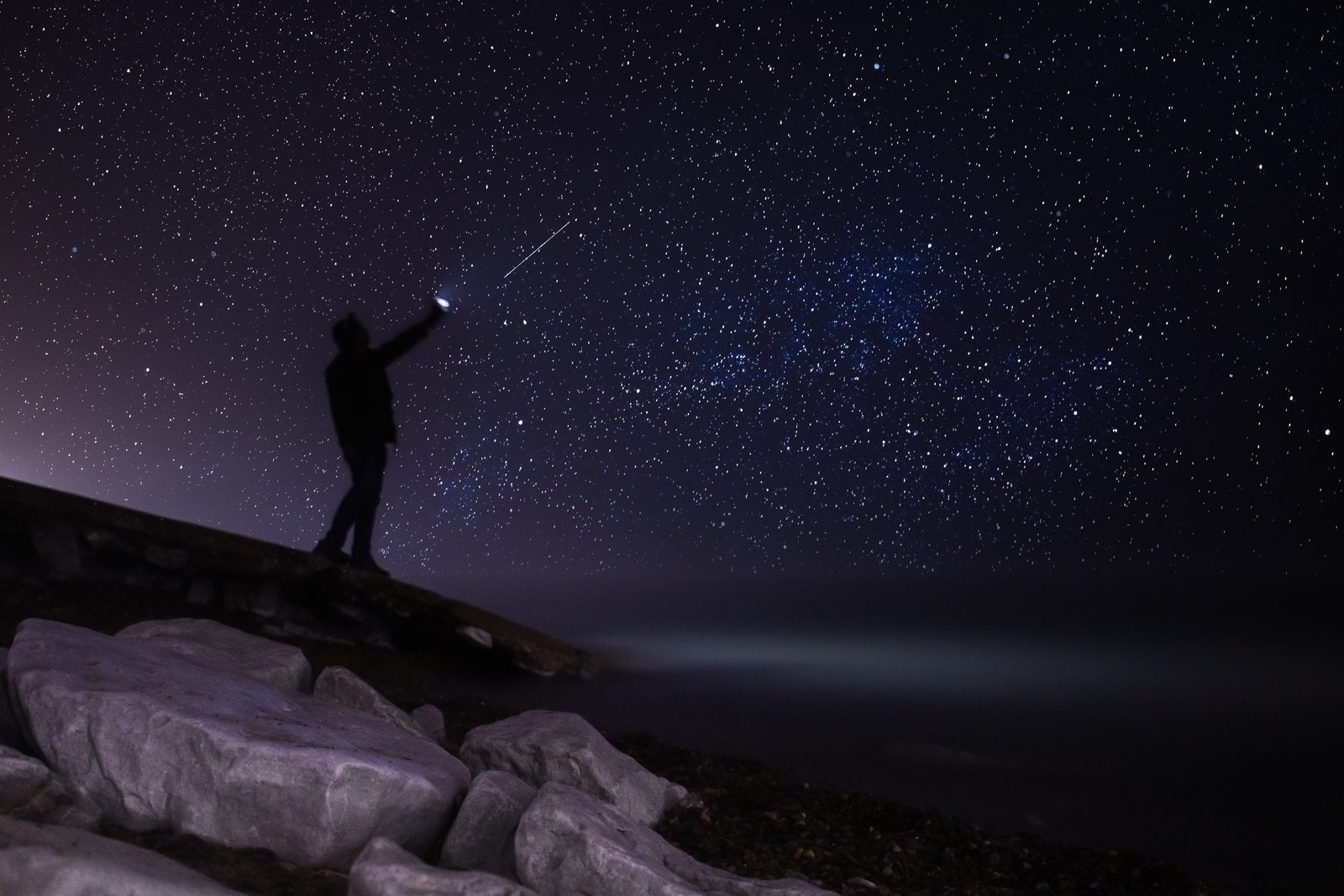 stars night camping light man dark sky galaxy universe 2k 4k 5k