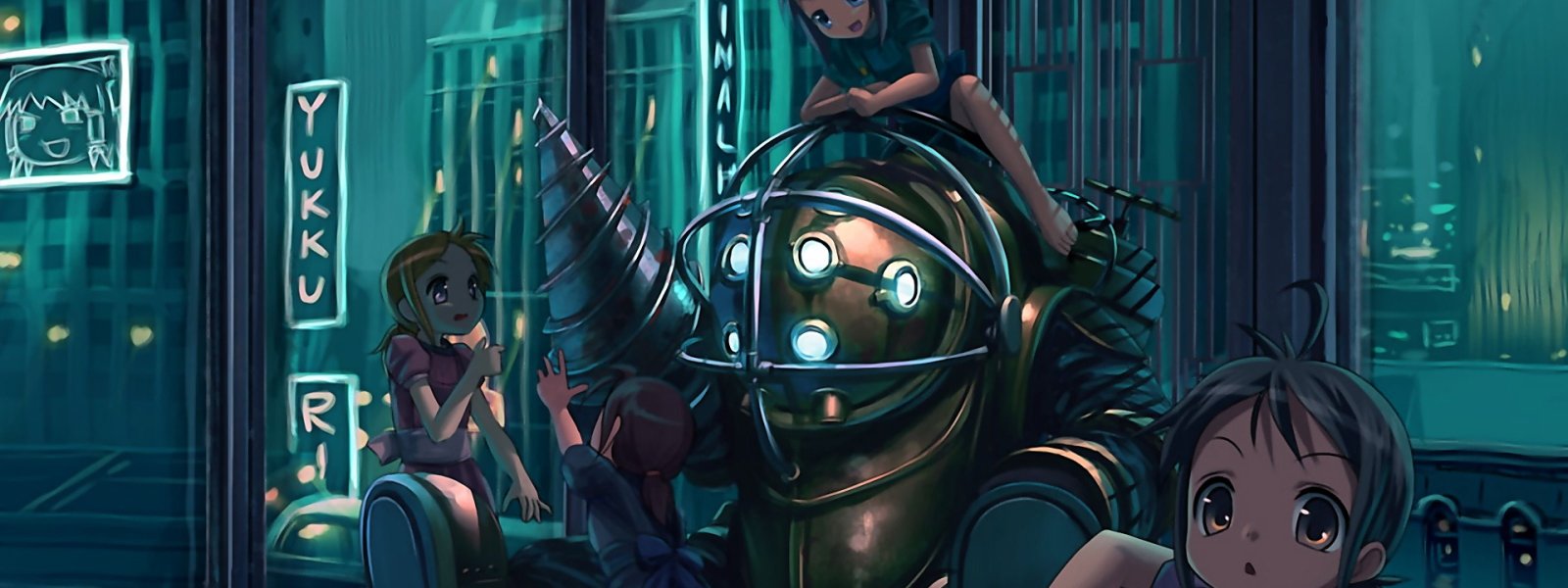 action bioshock cyborg dual fantasy fighting futuristic widescreen dualmonitor dualscreen 2k