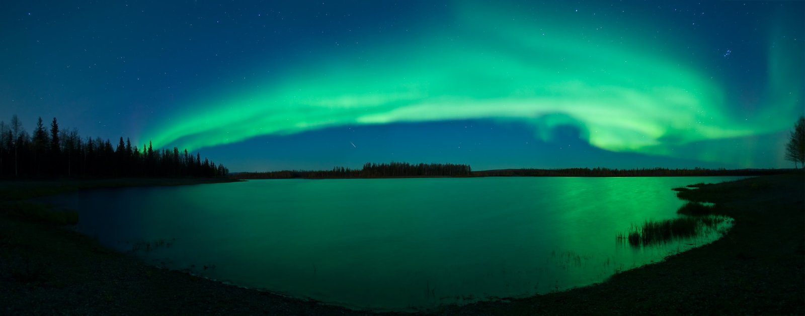 alaska aurora dual lake meteor monitor multi night sci widescreen dualmonitor dualscreen 2k