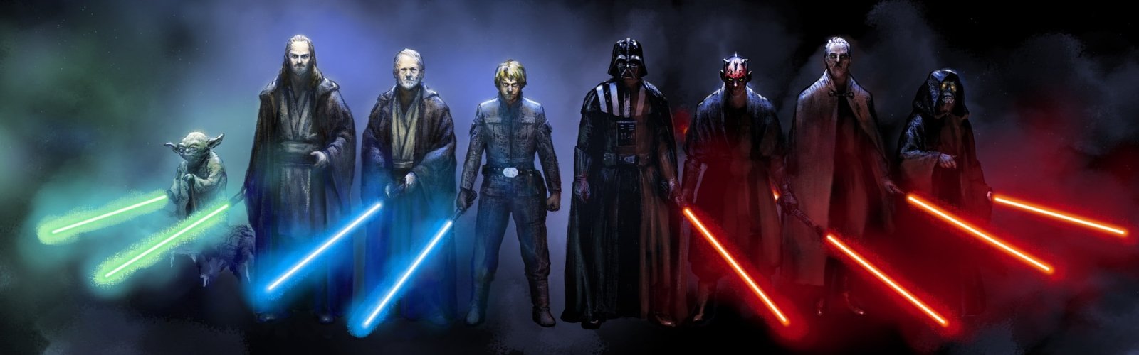 Anakin Skywalker Count Dooku Darth Maul Sidious darth vader widescreen dualmonitor dualscreen 2k