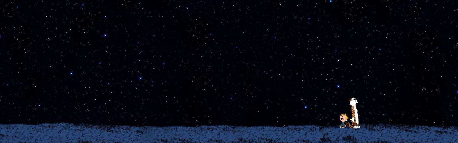 Calvin and Hobbes starry night dual monitors stars multiple display widescreen dualmonitor dualscreen 2k 4k
