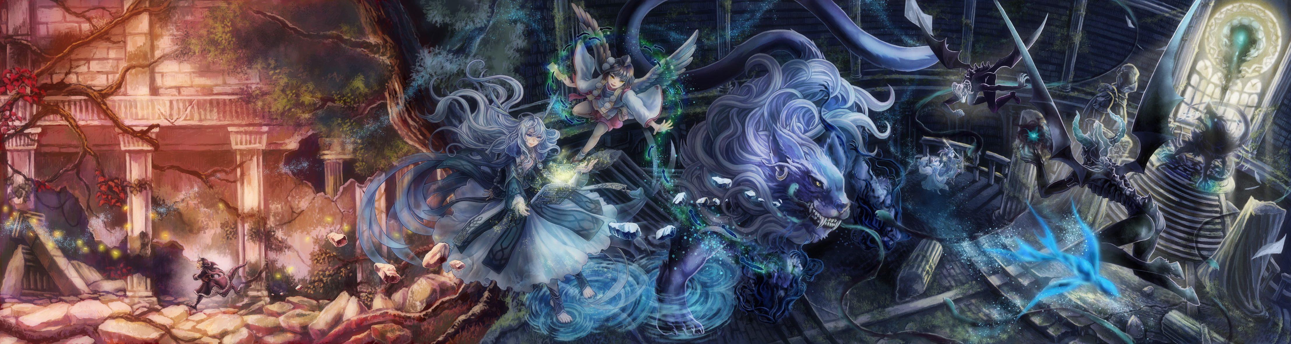 dark dual fantasia fantasy magic multi pixiv world widescreen dualmonitor dualscreen 2k 4k