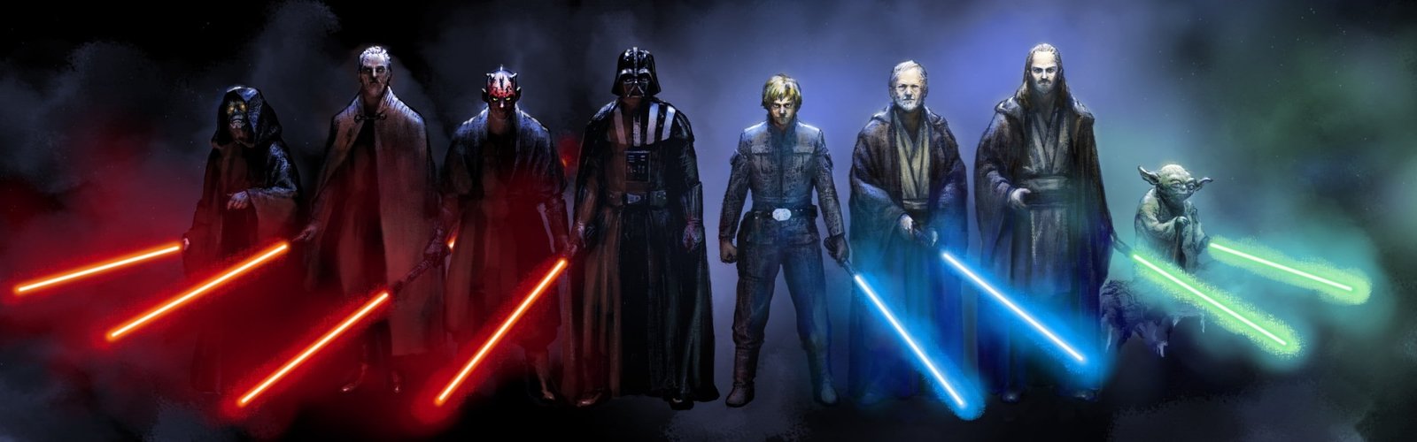 Jedi Obi Wan Kenobi Count Dooku Anakin Skywalker multiple display widescreen dualmonitor dualscreen 2k