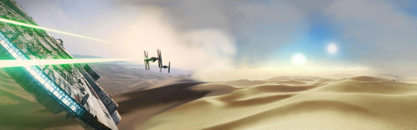 multiple display dual monitors star wars millennium falcon tie fighter desert widescreen dualmonitor dualscreen 2k