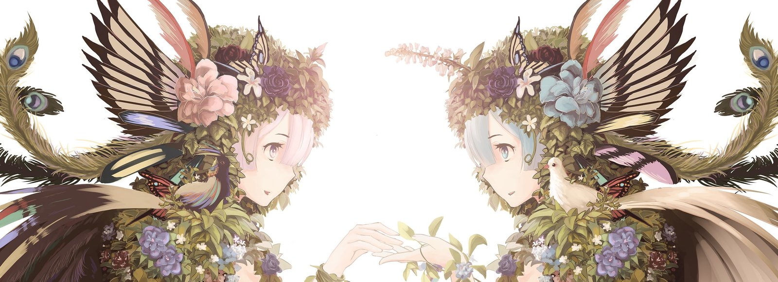 Re Zero Kara Hajimeru Isekai Seikatsu Ram Rem widescreen dualmonitor dualscreen 2k