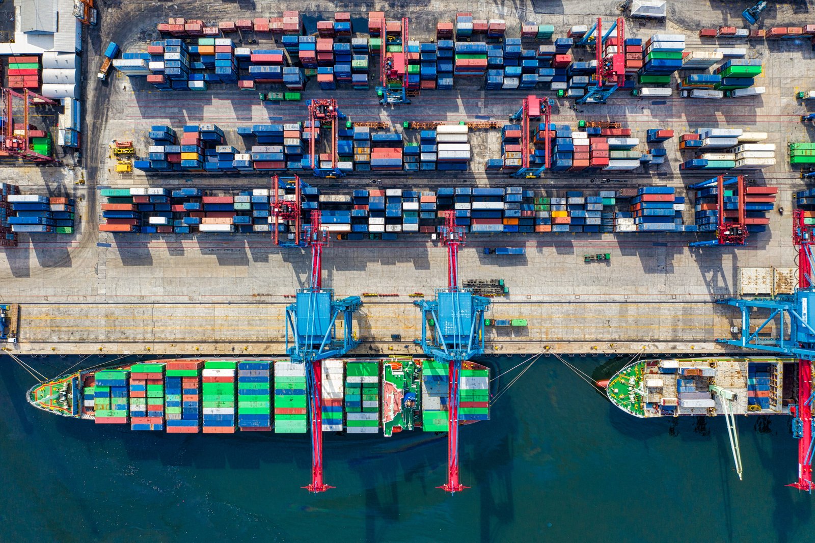 Birds eye View Photo of Freight Containers aerial shot building 2k 4k 5k