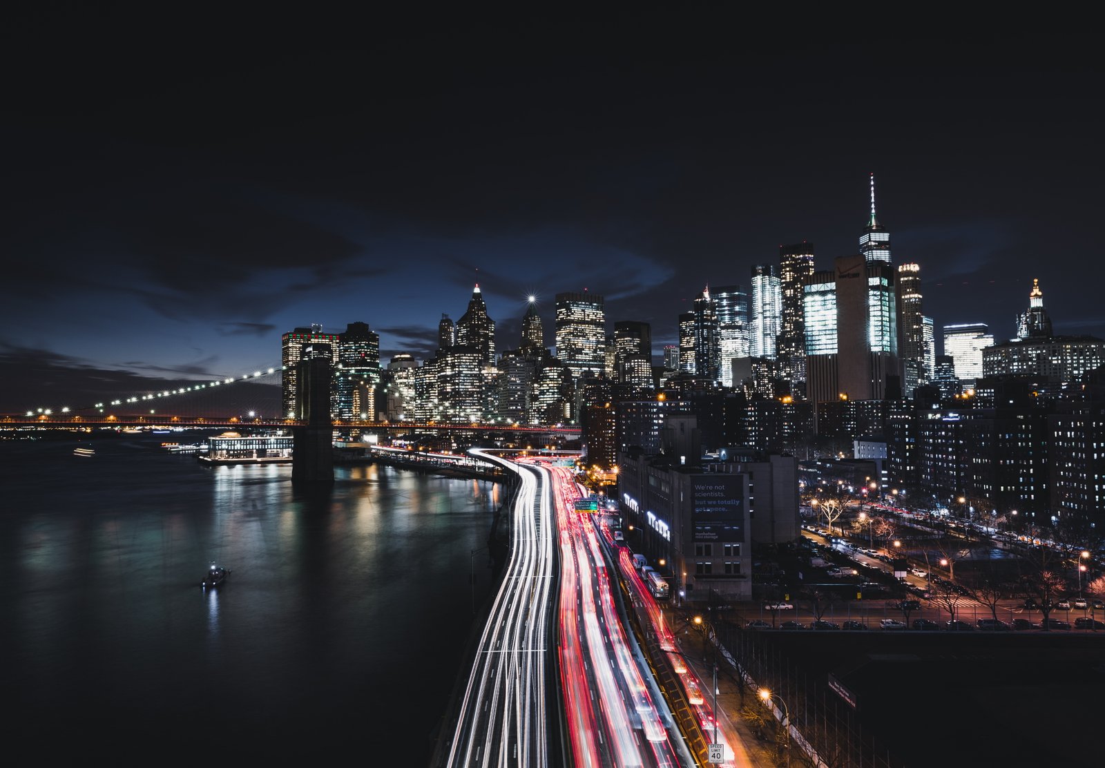 Cityscape Night USA Manhattan New York City Traffic 2k 4k 5k 8k