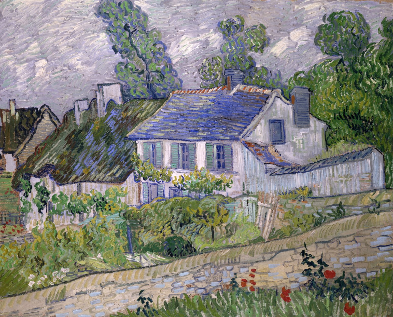 gray blue and green house painting vincent van gogh art artistic 2k 4k 5k