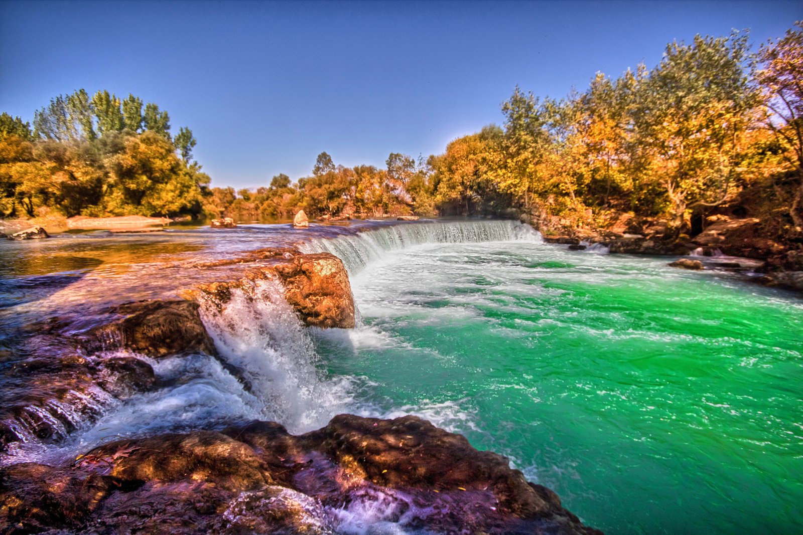 river surrounded by trees under blue sky manavgat 2k 4k 5k