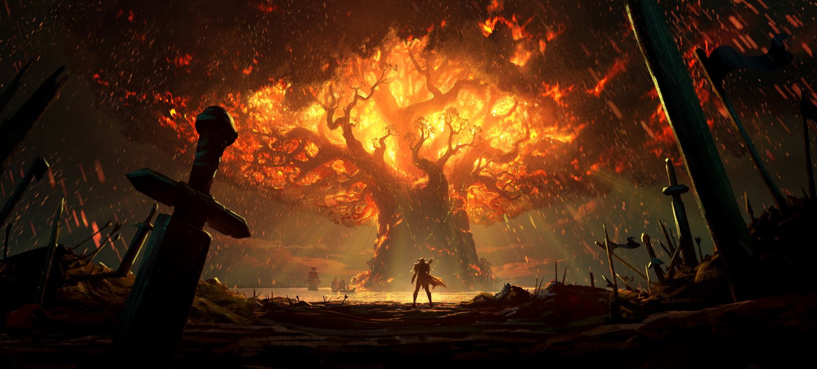 fire battlefield sword World of Warcraft fantasy game 2k 4k 5k 8k 10k