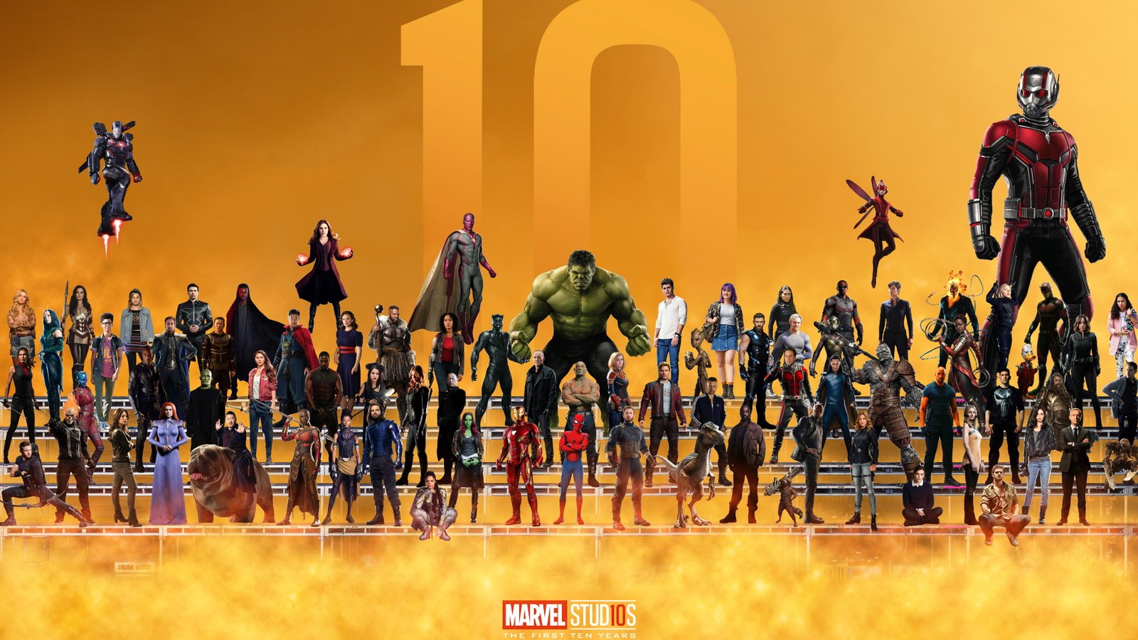 Marvel 10 Year Anniversary Superheroes crowd real people 2k 4k 5k 8k