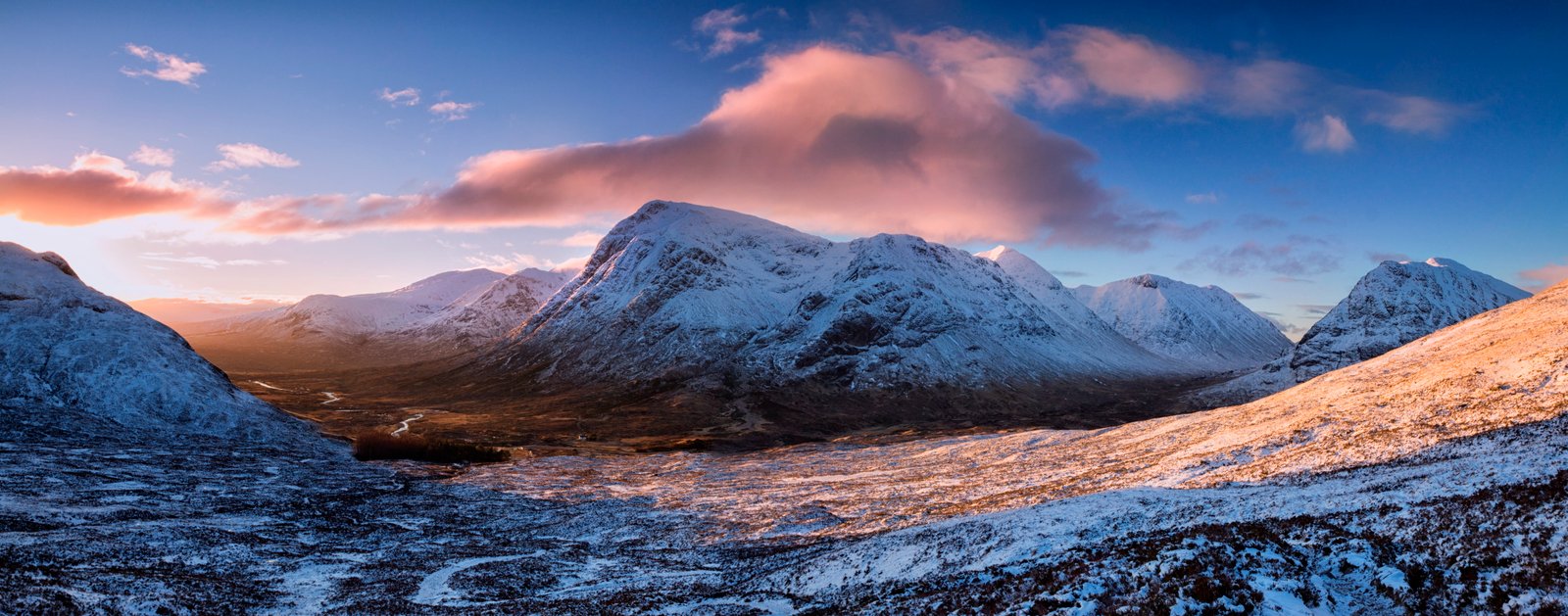 snow covered mountain under blue sky glencoe scotland 2k 4k 5k 8k