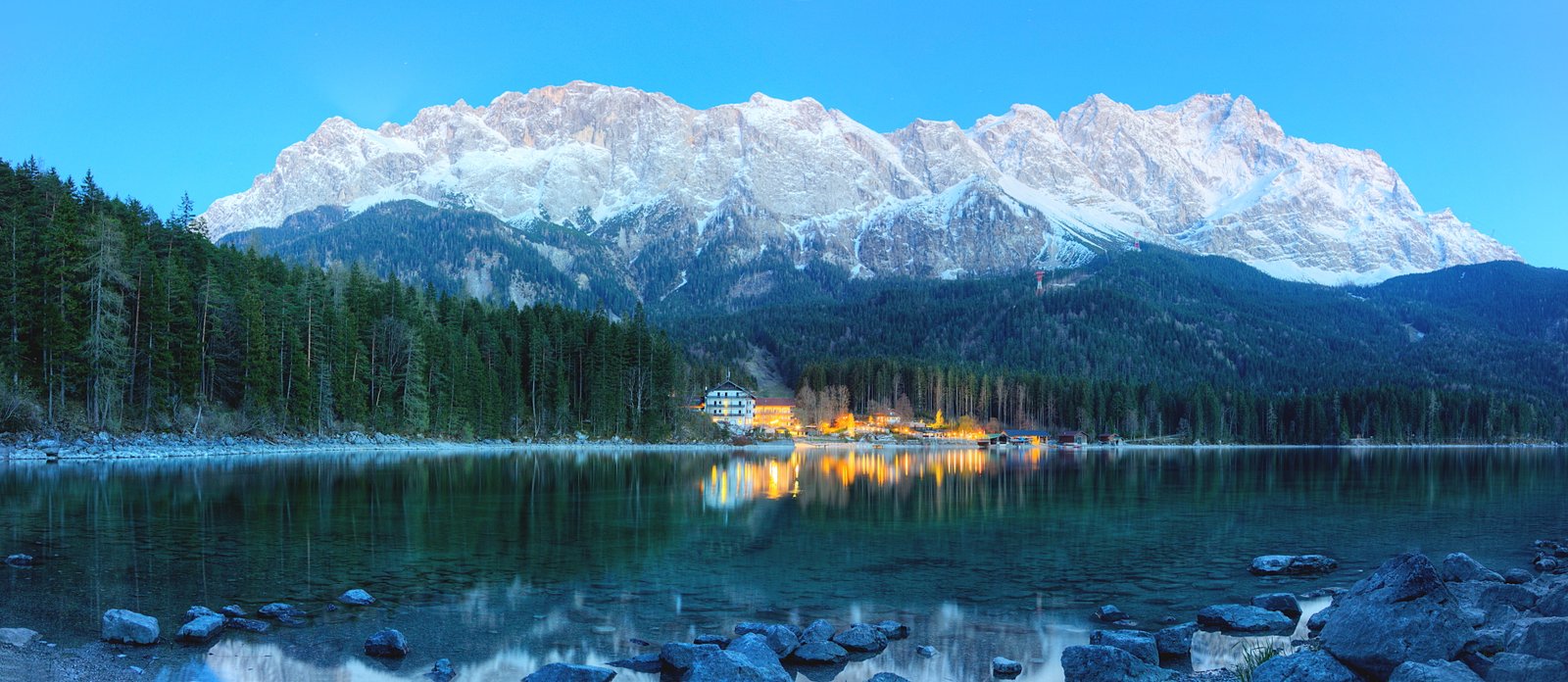 white snowcape mountains near trees under blue sky eibsee 2k 4k 5k 8k