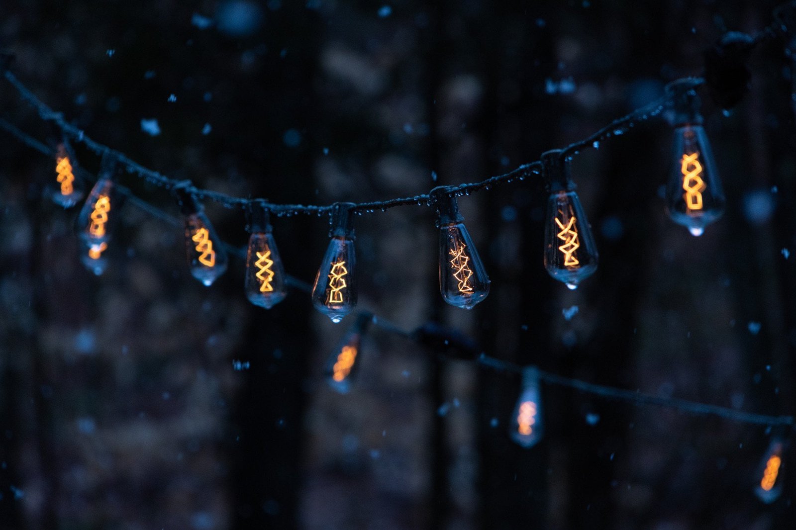 Backyard lights as a snow storm settles 2k