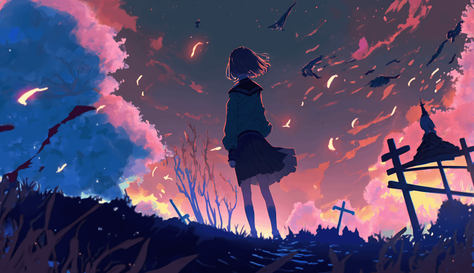 Staring into the woods anime 2k 4k 5k