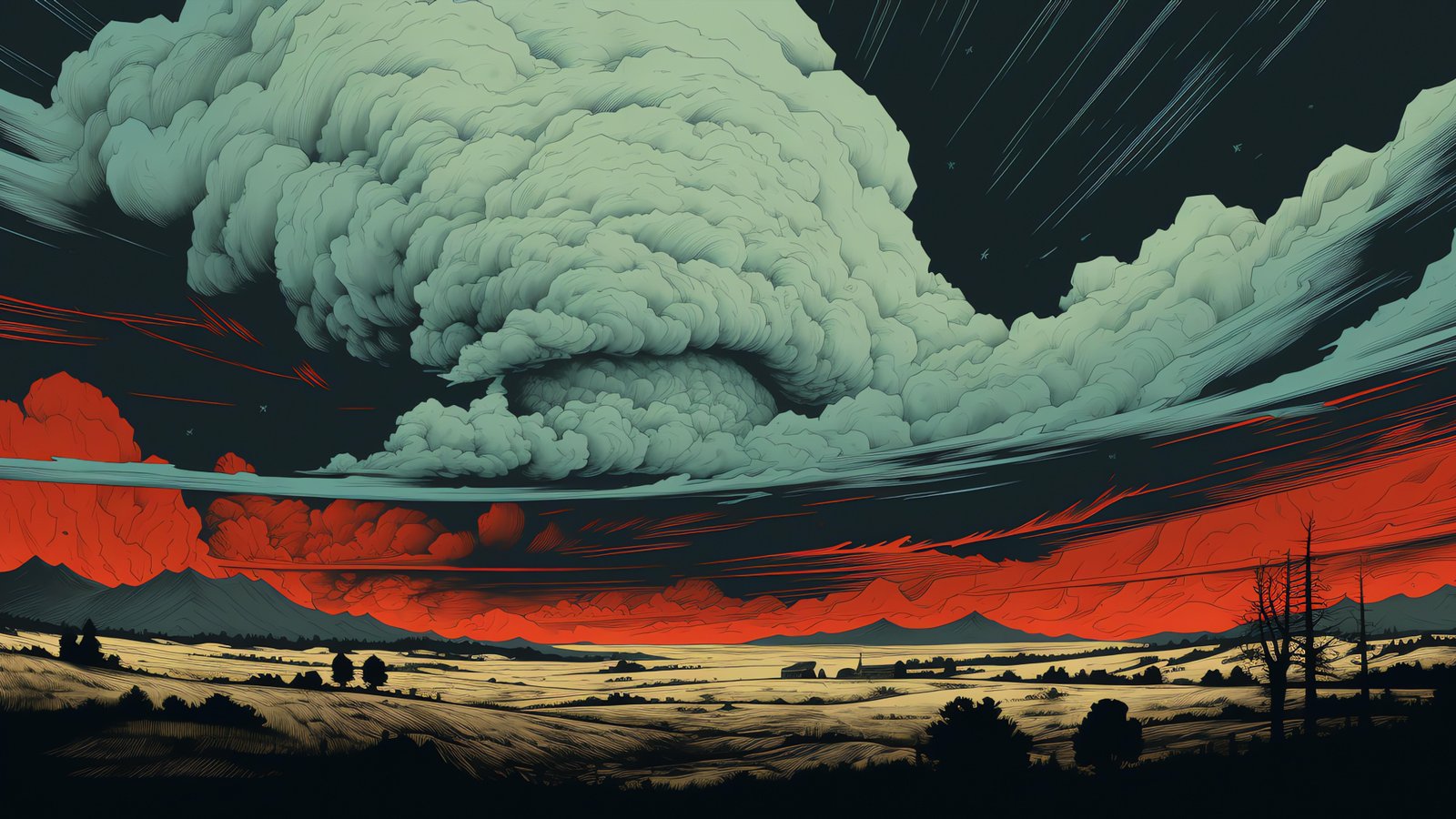 Dramatic scenery with red sky 2k 4k 5k 8k