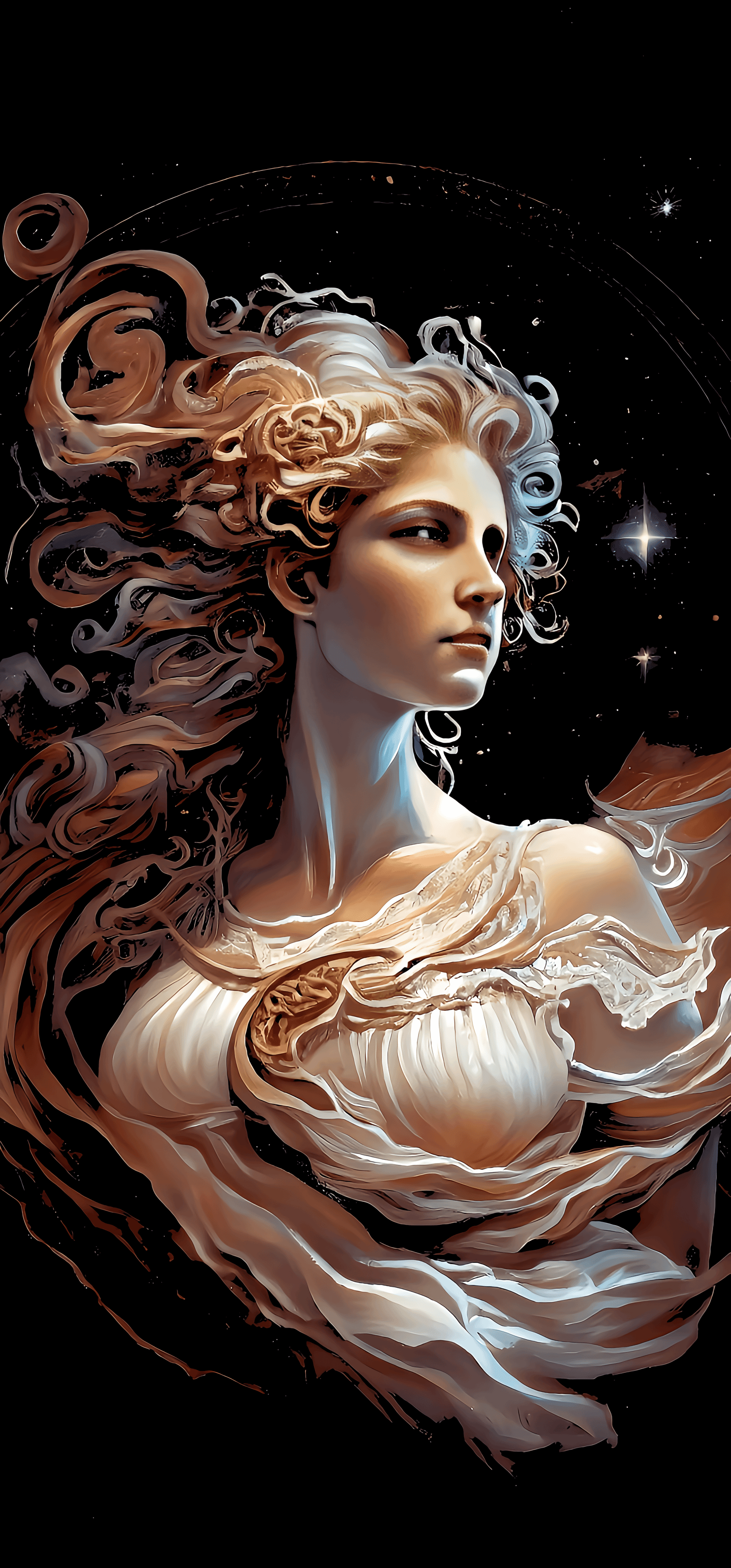 Space Goddess Amoled wallpaper mobile background 4k 2k