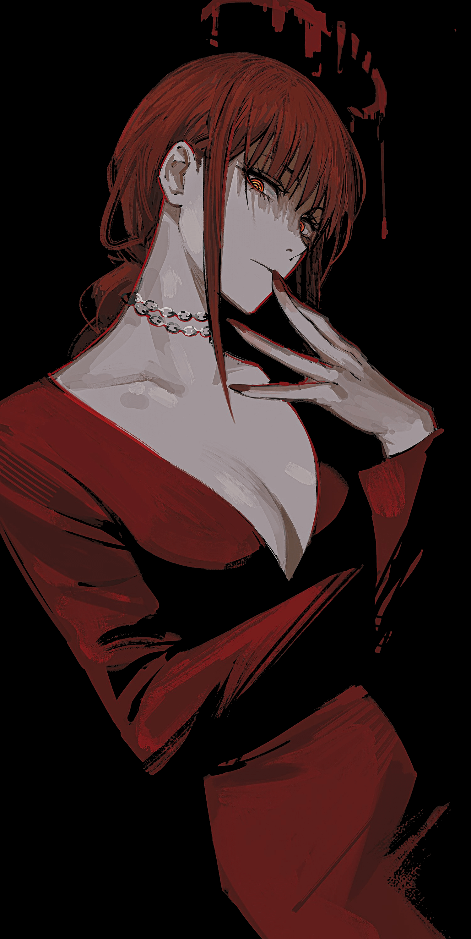 Makima chainsaw man anime Amoled wallpaper mobile background 4k 2k