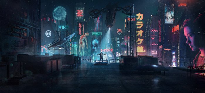 artwork digital art cyber city futuristic cyberpunk
