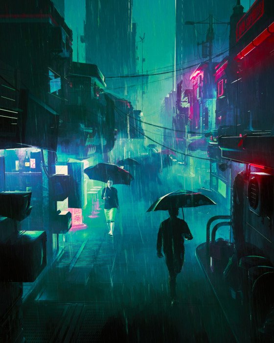 artwork futuristic cyber city