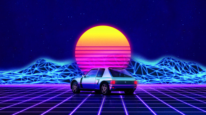 car Retro cyber peugeot GTI Wave 2k 4k 5k