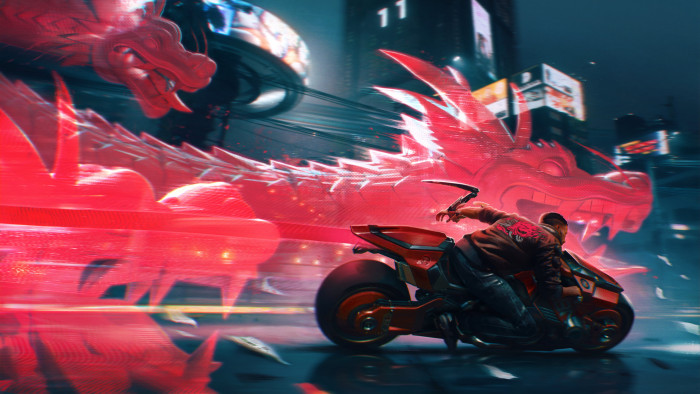 cyber cyberpunk Cyberpunk dragon motorcycle night 88 2k