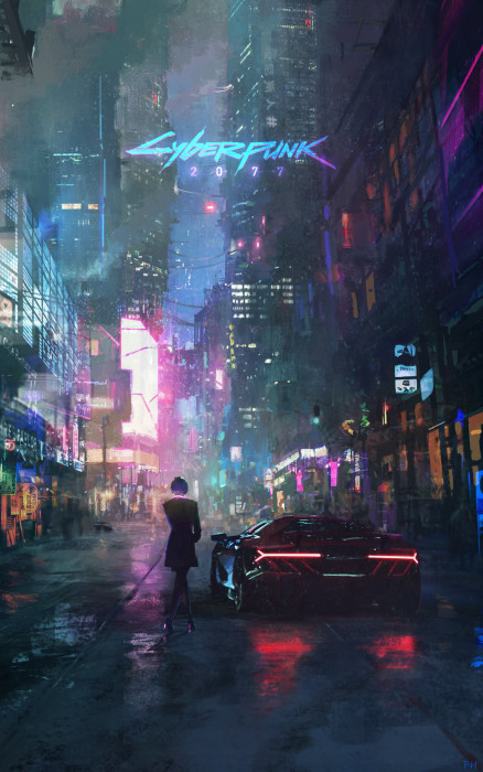 Cyberpunk neon Futurism futuristic dark night 43