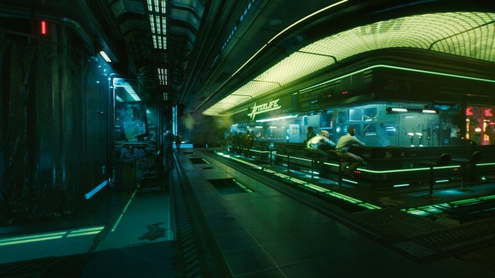 Cyberpunk video games lights neon green glow 2k
