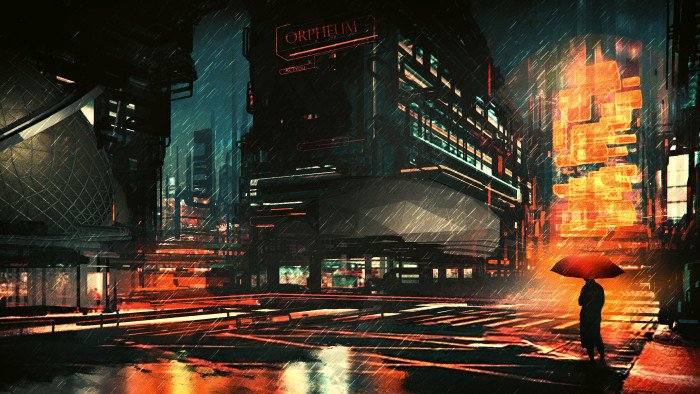 futuristic city science fiction digital art concept 2k