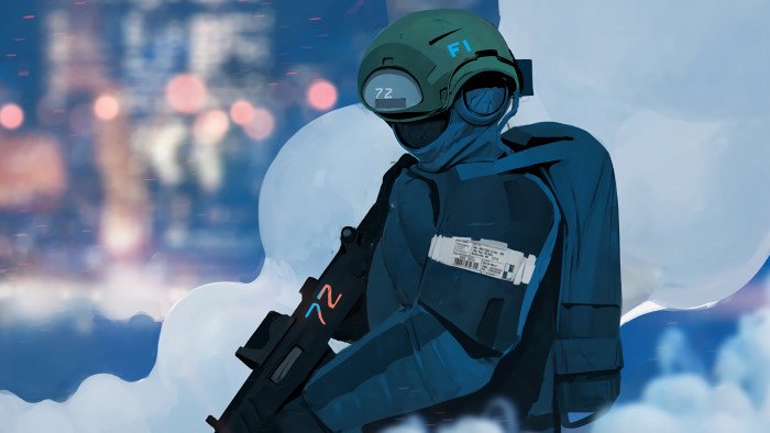 game character digital wallpaper soldier cyber art 2k