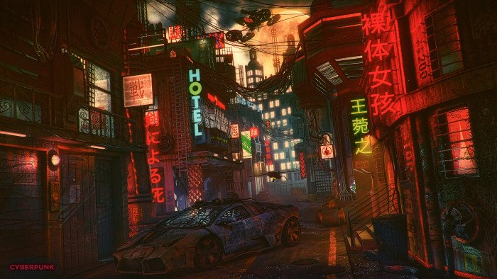 night artwork futuristic city cyberpunk science fiction 2k