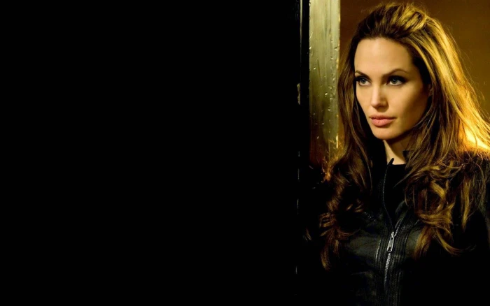 angelina jolie in black leather actress hollywood