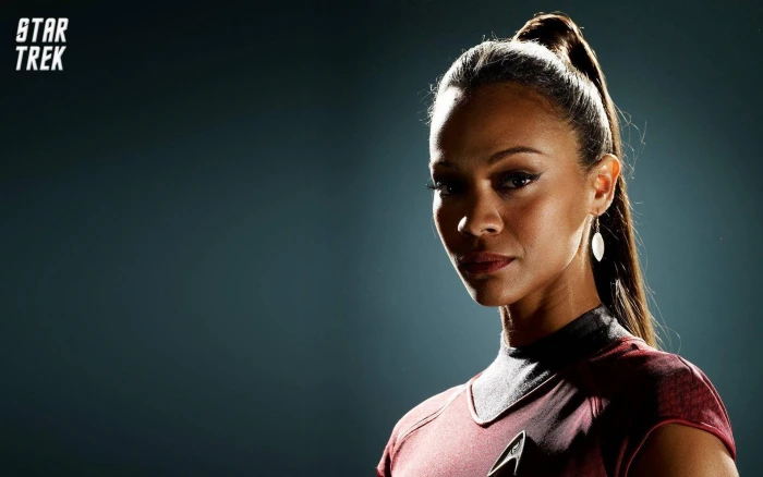 zoe saldana white star trek text actress hollywood